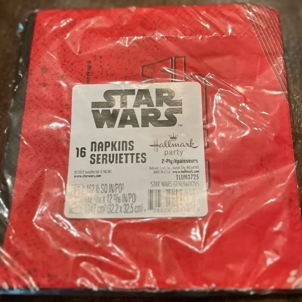 Star Wars Napkins Kids Red New Darth Vader Hallmark Party 16ct 2-Ply 2012 Movies